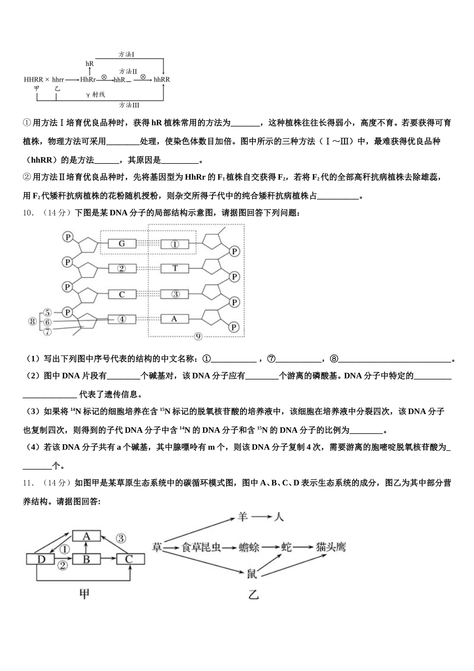 吉林省乾安县第七中学2025届生物高一下期末达标测试试题含解析_第3页