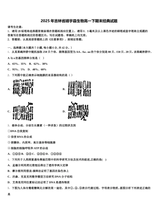 2025年吉林省靖宇县生物高一下期末经典试题含解析