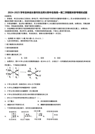 2024-2025学年吉林省长春市东北师大附中生物高一第二学期期末联考模拟试题含解析