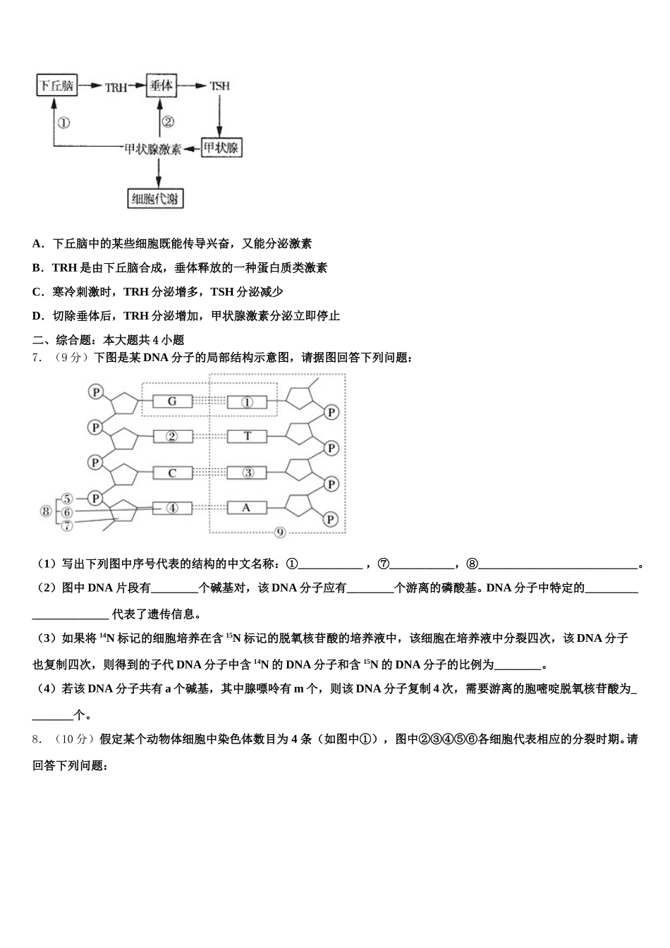 2024-2025学年吉林省长春市十一高中、白城一中联考生物高一第二学期期末综合测试模拟试题含解析_第2页