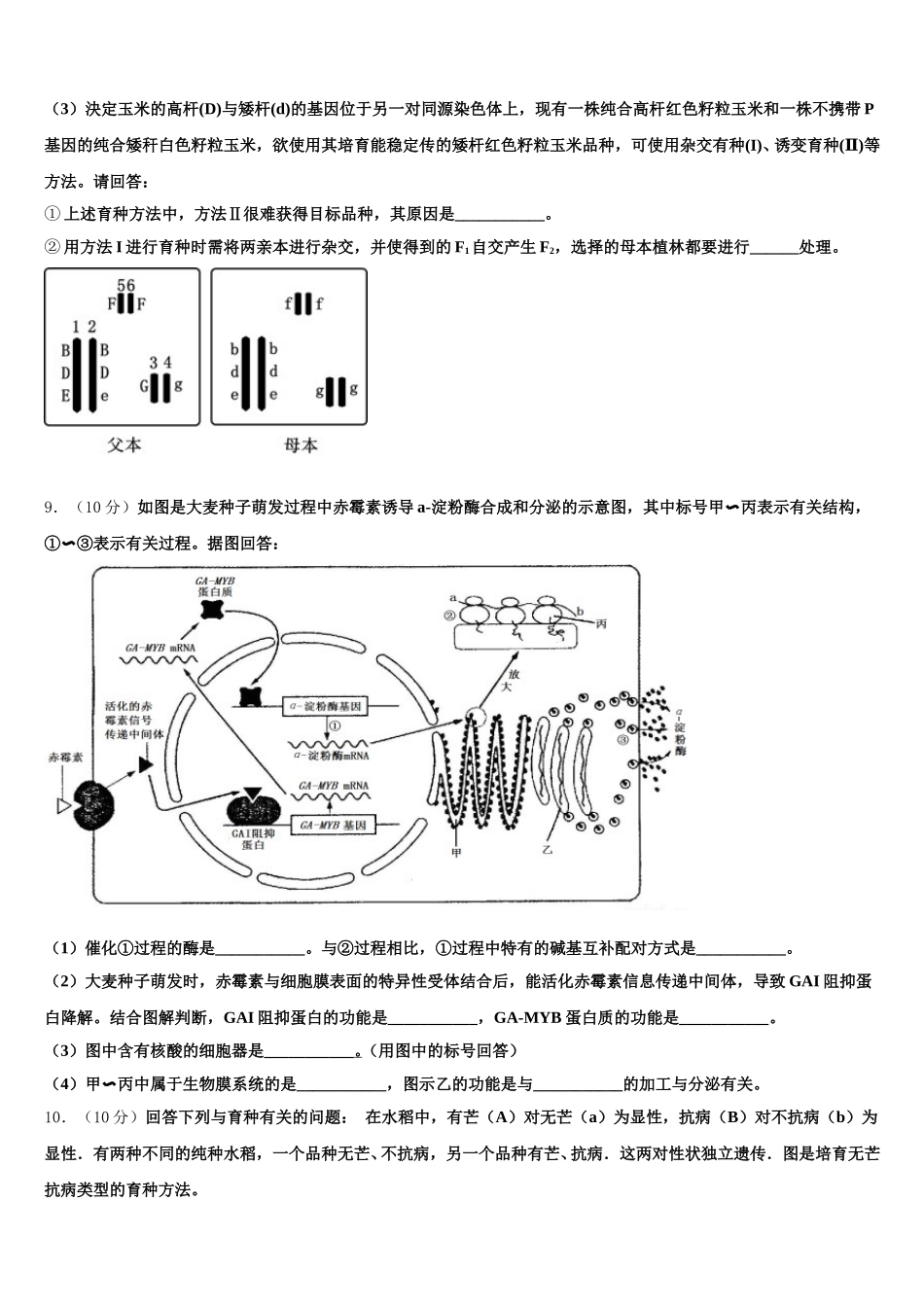 2025年吉林省东辽五中生物高一第二学期期末综合测试试题含解析_第3页