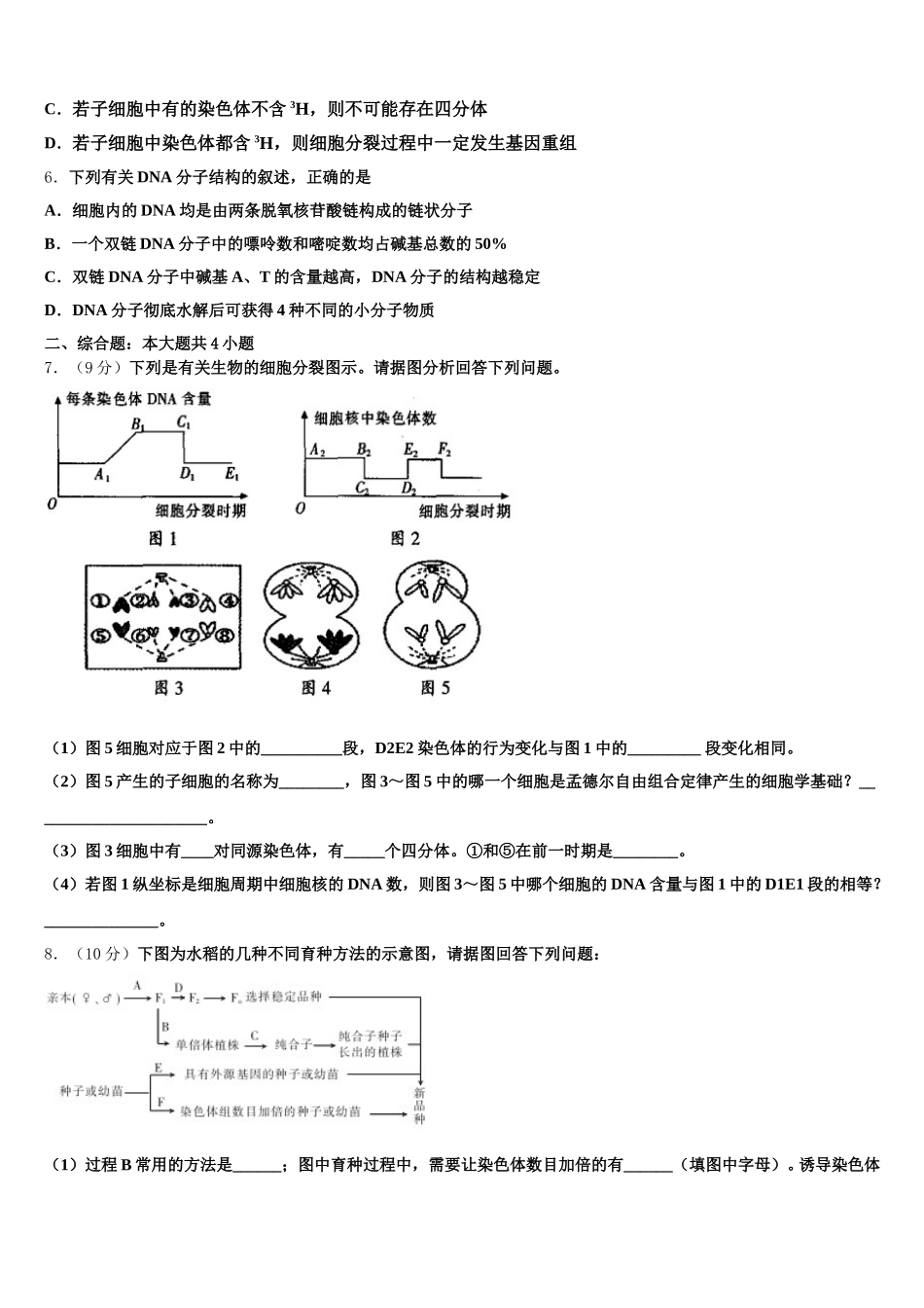 吉林省吉林毓文中学2025年高一下生物期末教学质量检测模拟试题含解析_第2页
