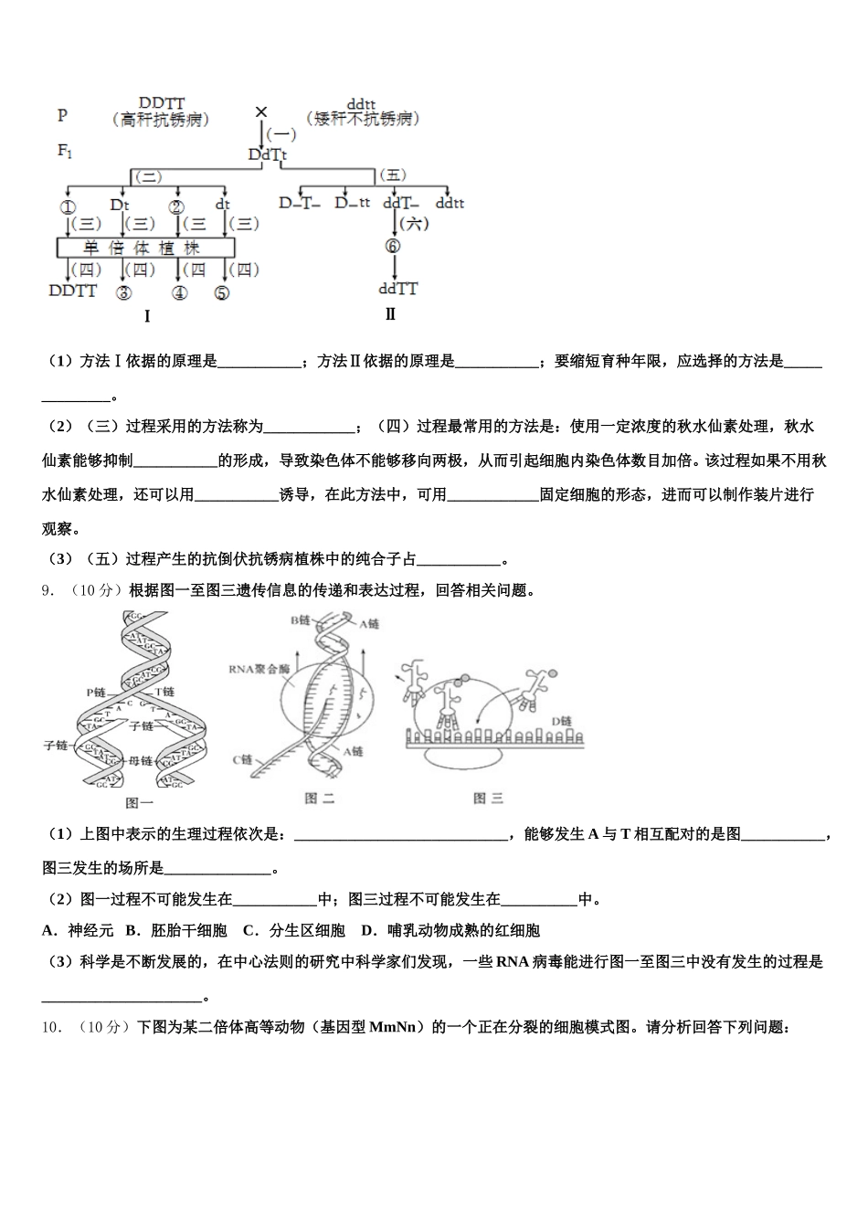 2025届吉林省长春市第八中学高一下生物期末统考试题含解析_第3页