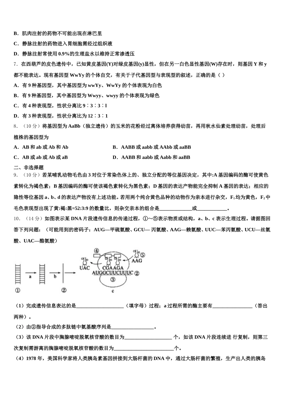 2025年吉林省集安市第一中学生物高一下期末检测模拟试题含解析_第2页