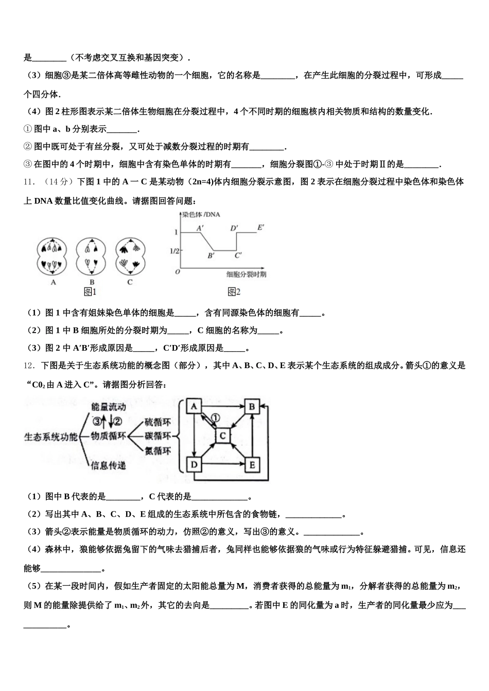 2025年吉林省长春市五中高一下生物期末考试试题含解析_第3页