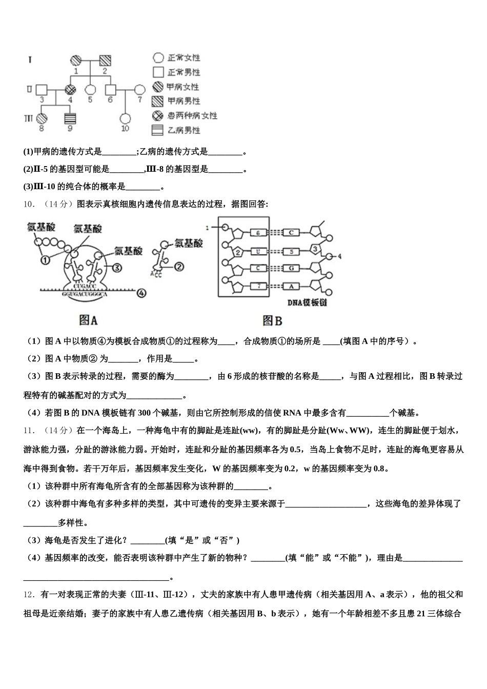 吉林市长春汽车经济开发区第六中学2025届生物高一下期末达标检测模拟试题含解析_第3页