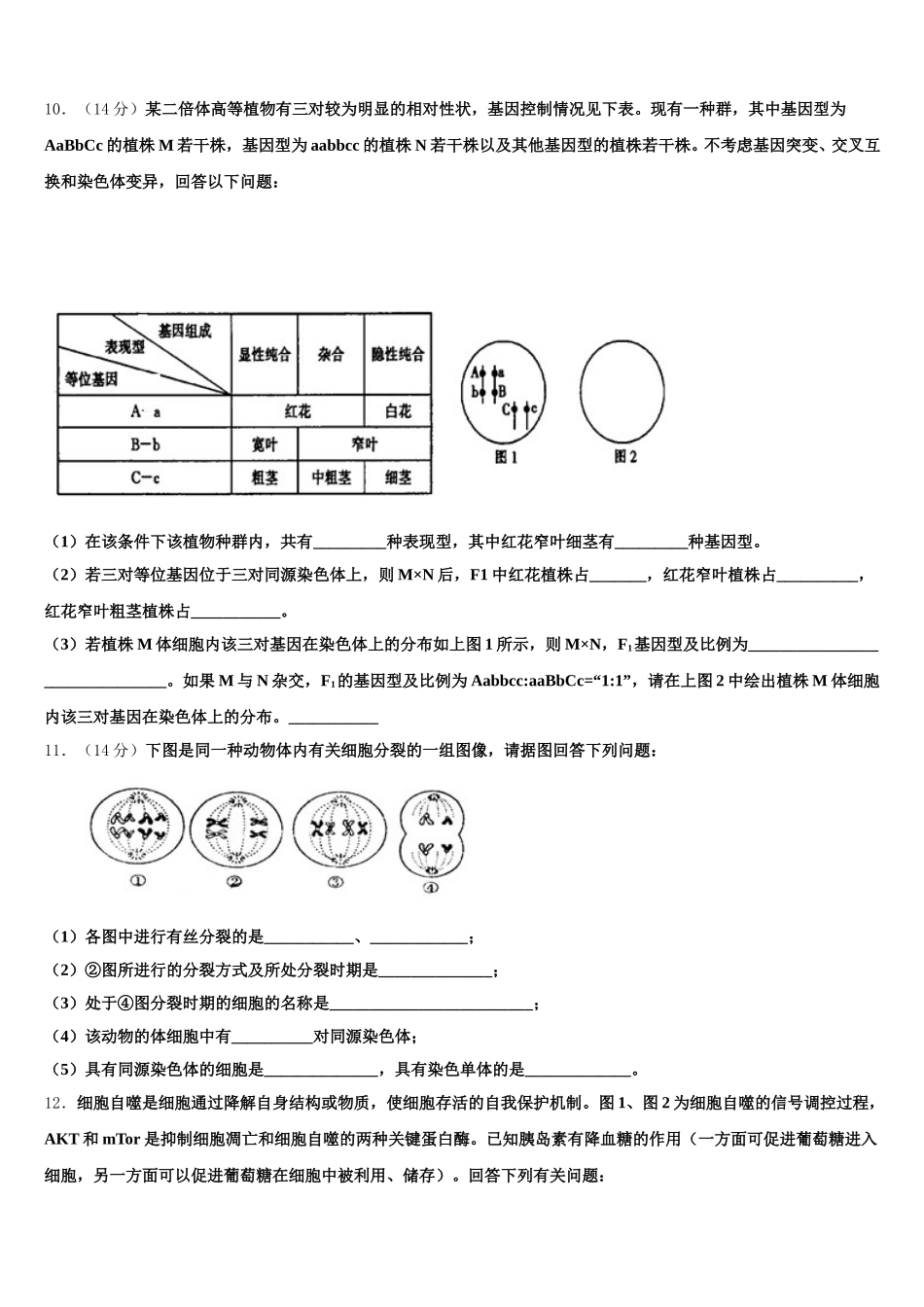 2025年吉林省长春市第十九中学高一生物第二学期期末检测模拟试题含解析_第3页