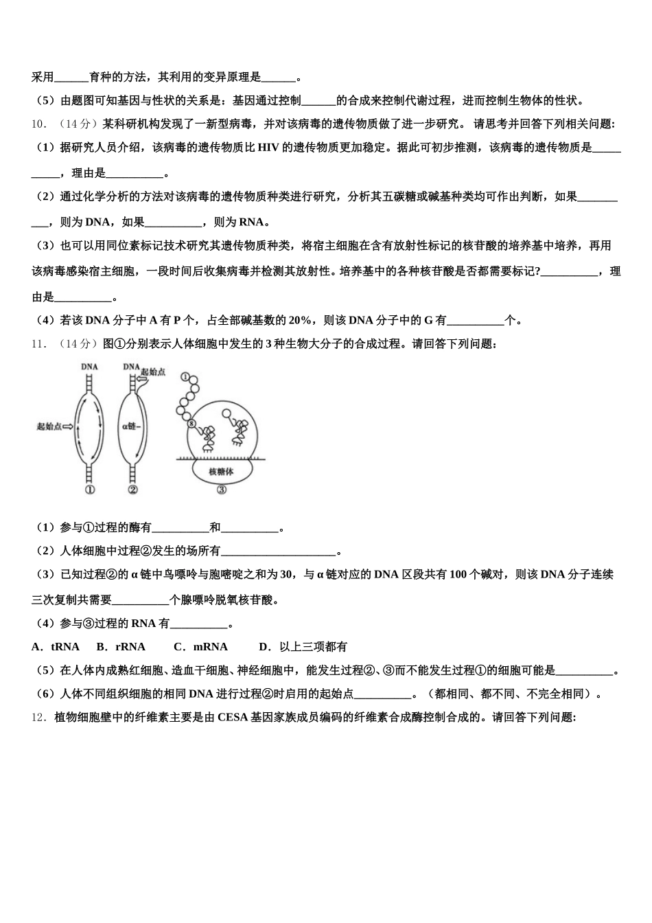 2024-2025学年吉林省安图县安林中学高一生物第二学期期末复习检测模拟试题含解析_第3页