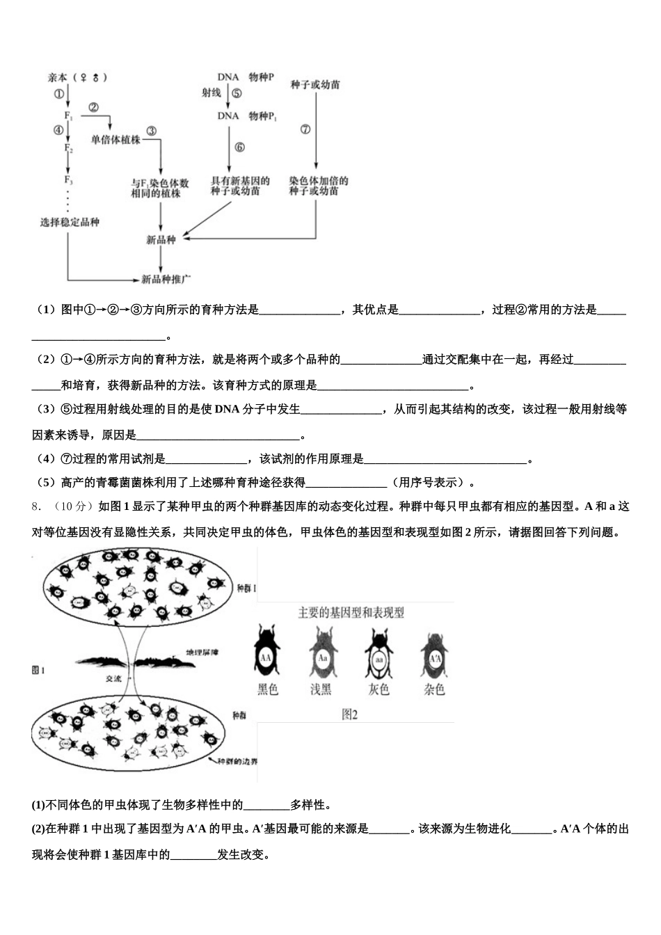 2025届吉林市普通中学高一下生物期末复习检测模拟试题含解析_第2页