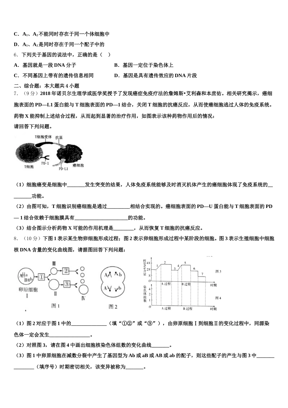 2025年吉林省长春市第一五一中学生物高一第二学期期末教学质量检测试题含解析_第2页