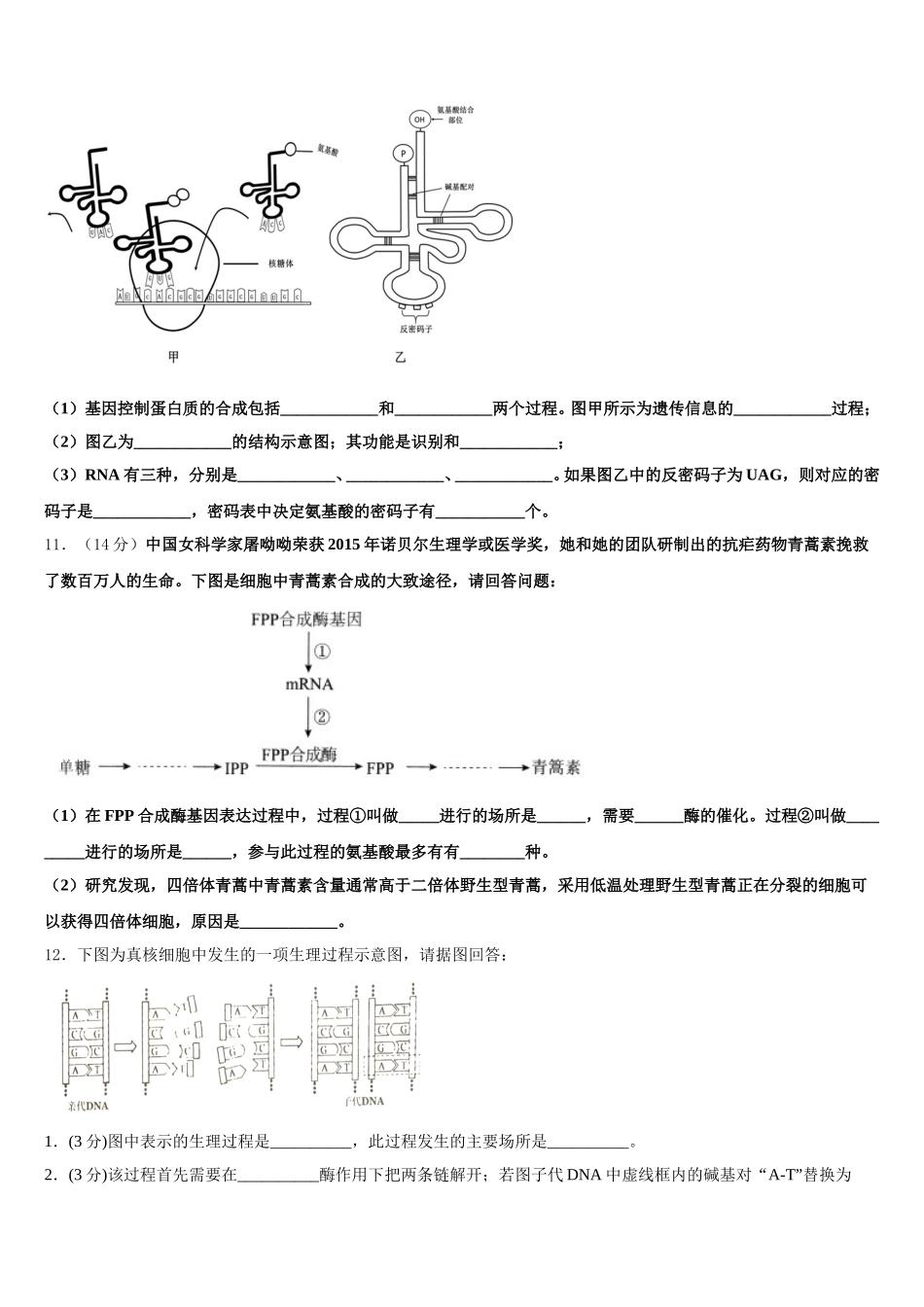 2024-2025学年吉林省长春市八中高一生物第二学期期末学业质量监测模拟试题含解析_第3页