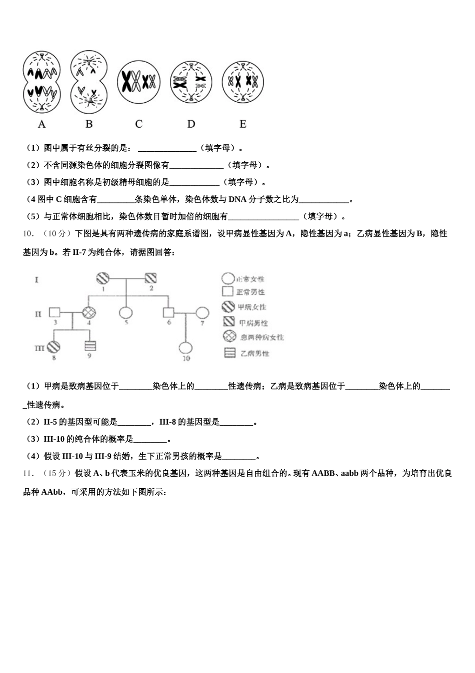 吉林省白山市长白县实验中学2024-2025学年高一生物第二学期期末调研模拟试题含解析_第3页