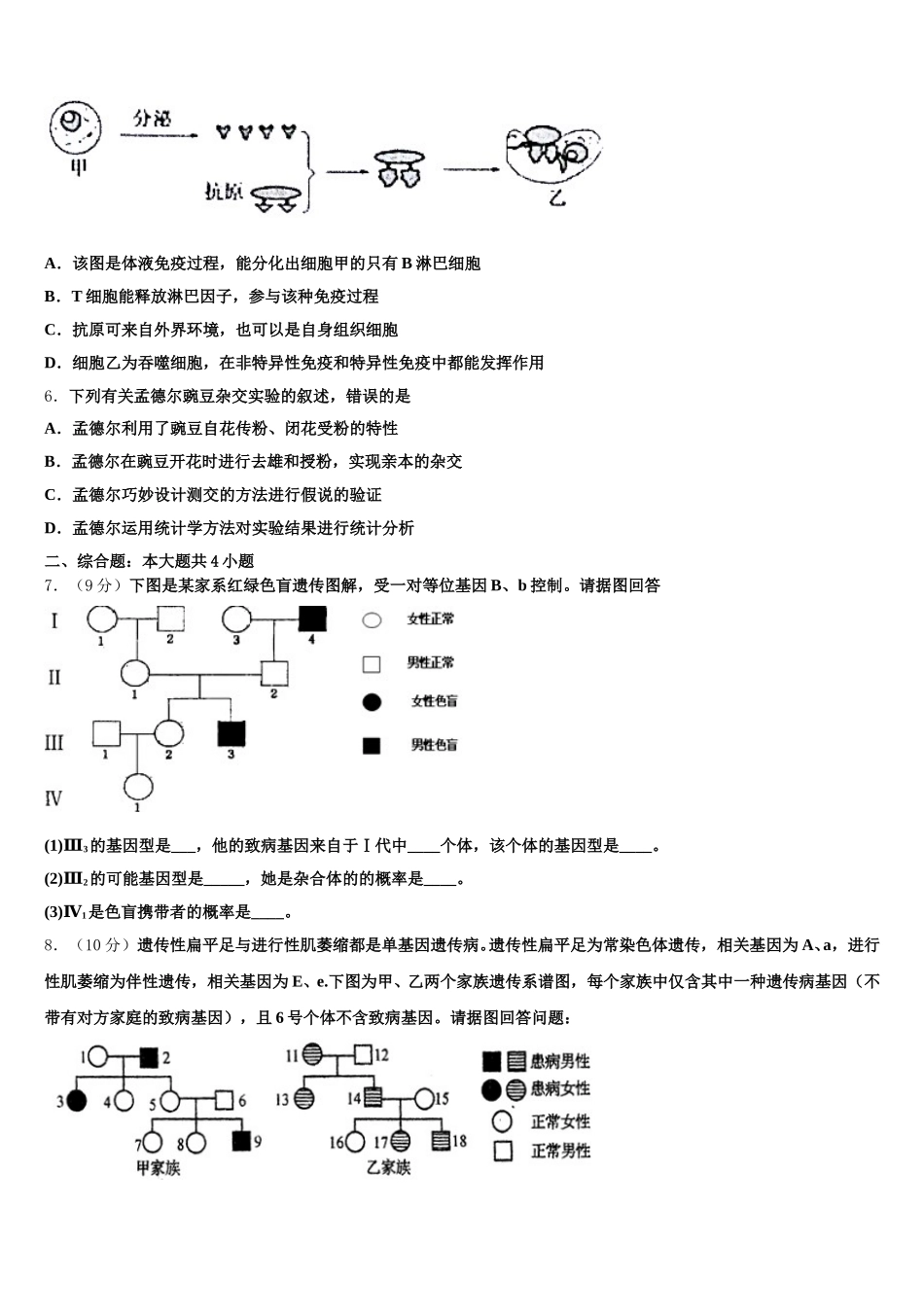 2025届吉林省长春市长春市十一高中高一下生物期末经典模拟试题含解析_第2页
