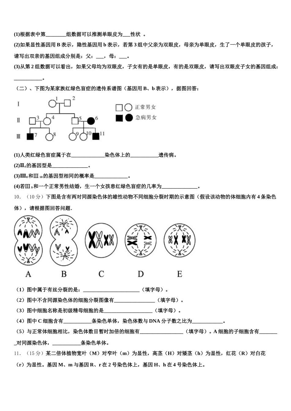 2025年吉林省榆树市一中生物高一下期末考试试题含解析_第3页