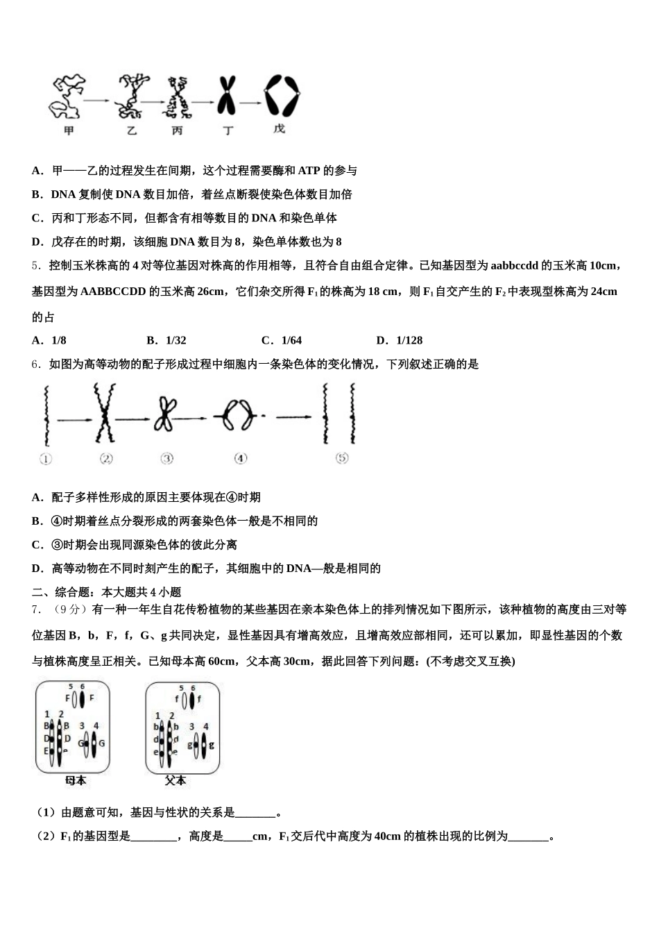 2025年吉林省德惠市实验中学、前郭五中等九校高一生物第二学期期末复习检测模拟试题含解析_第2页