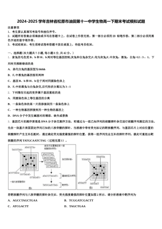 2024-2025学年吉林省松原市油田第十一中学生物高一下期末考试模拟试题含解析