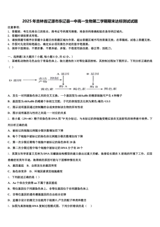 2025年吉林省辽源市东辽县一中高一生物第二学期期末达标测试试题含解析
