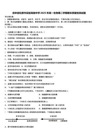 吉林省松原市实验高级中学2025年高一生物第二学期期末质量检测试题含解析