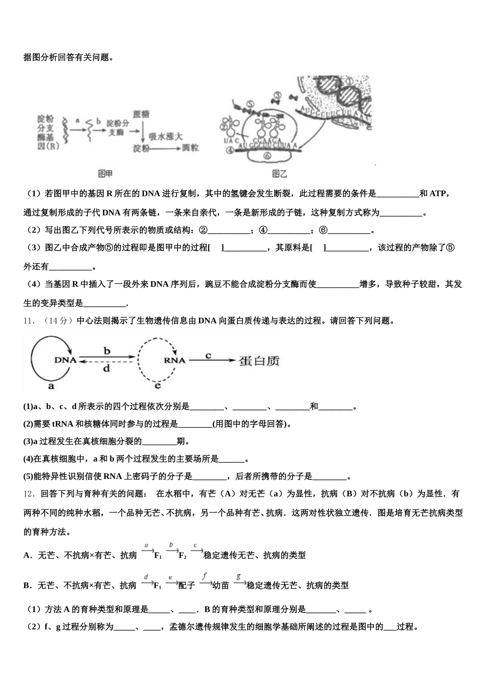 吉林省延边州2025届高一下生物期末教学质量检测模拟试题含解析_第3页