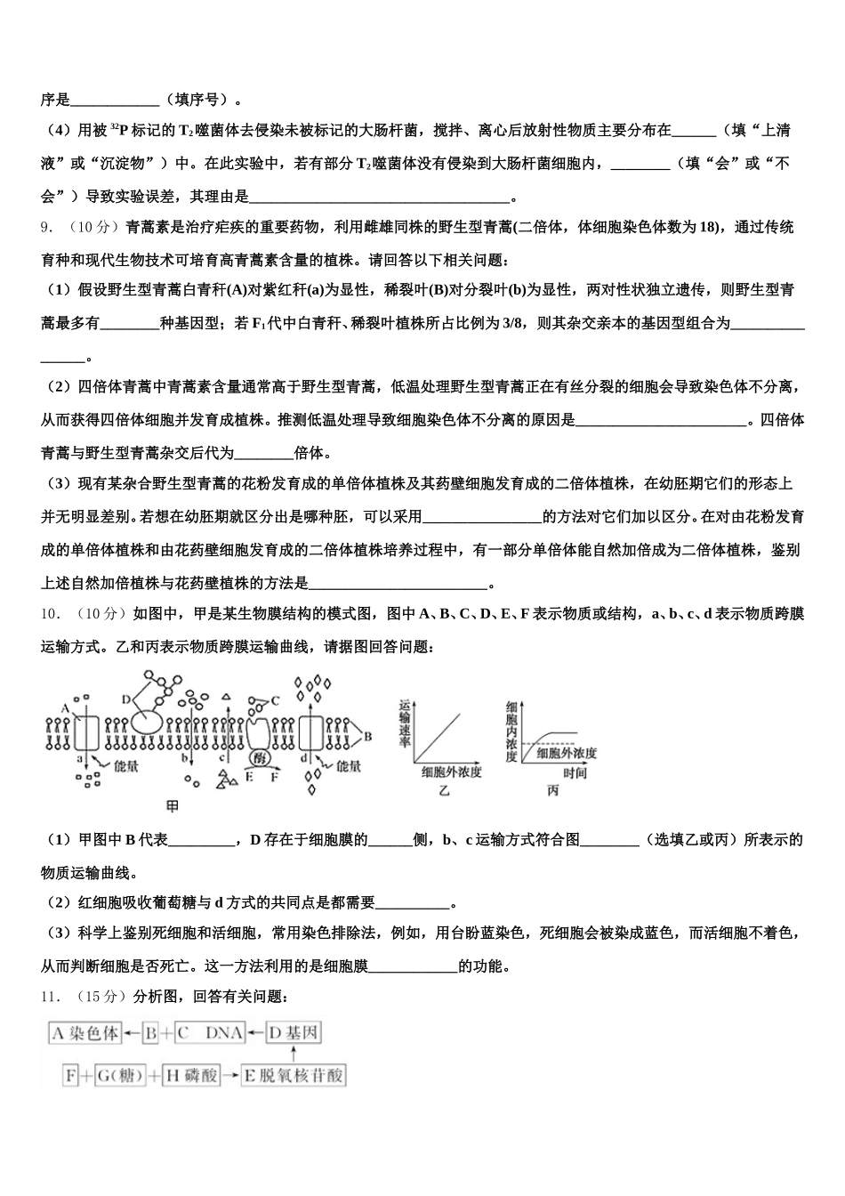 2025届吉林省桦甸市第八高级中学生物高一下期末综合测试试题含解析_第3页