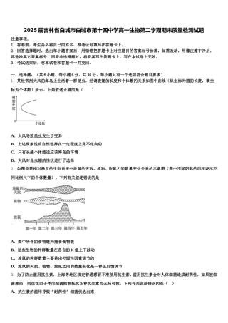 2025届吉林省白城市白城市第十四中学高一生物第二学期期末质量检测试题含解析