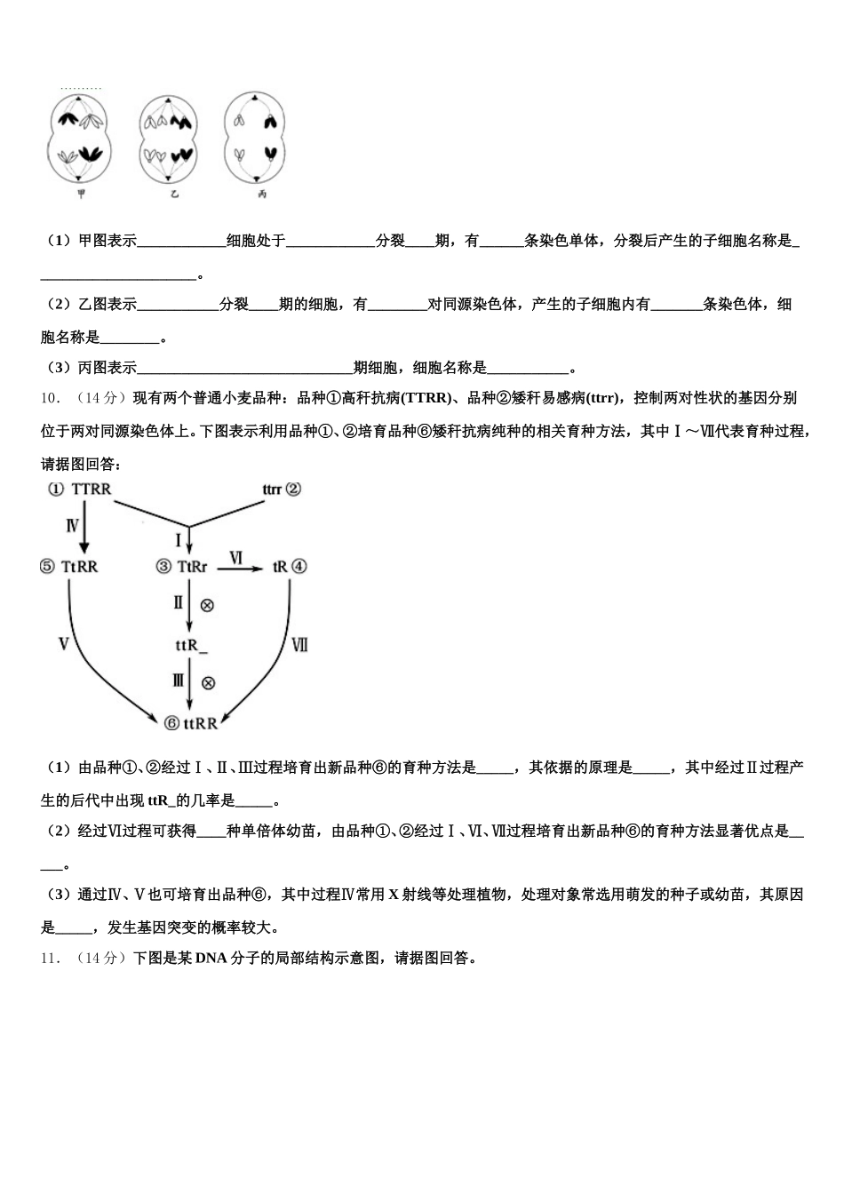 吉林省桦甸市第四中学2025届高一生物第二学期期末调研试题含解析_第3页