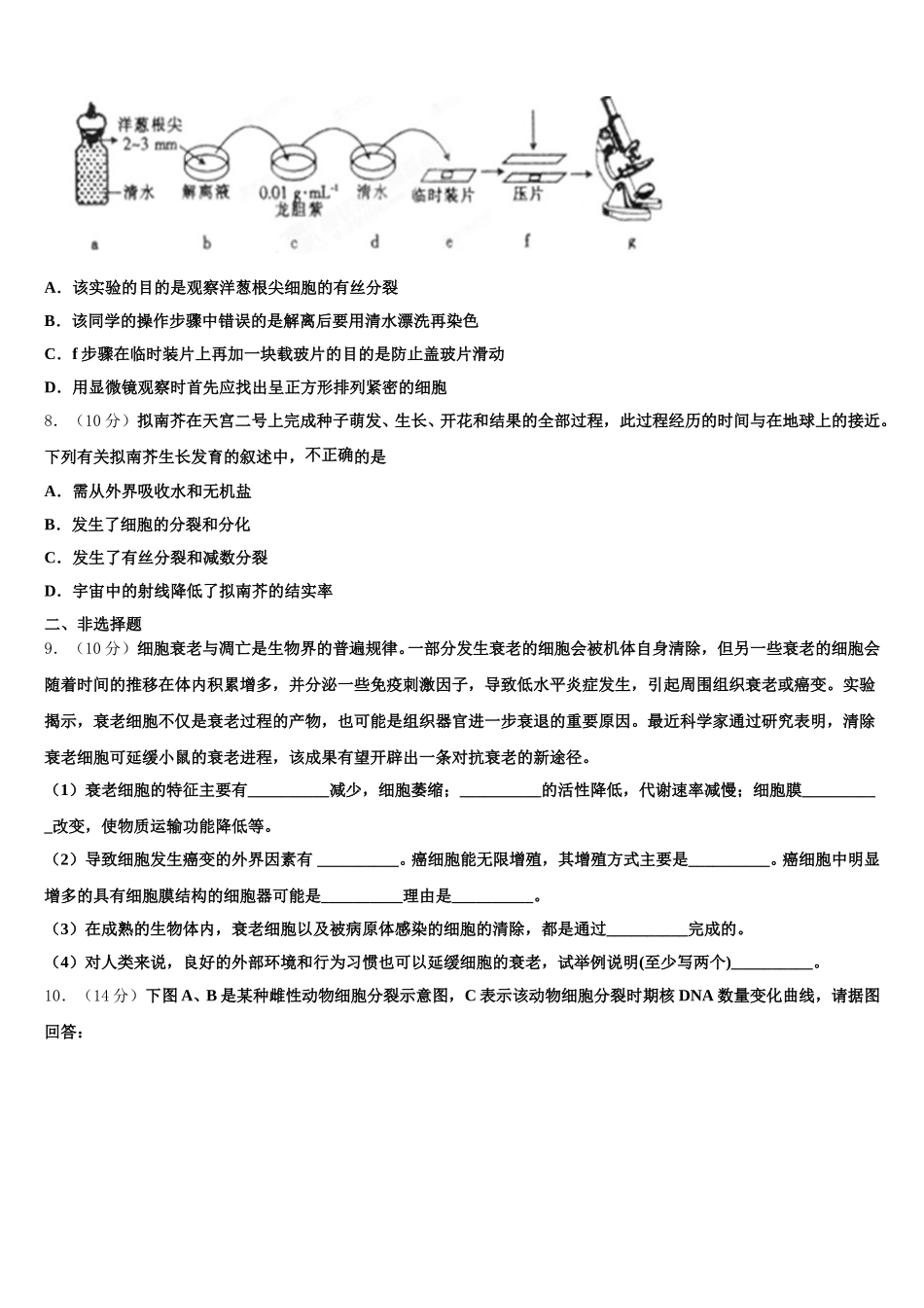 吉林省白山市长白县实验中学2025届生物高一下期末经典试题含解析_第2页