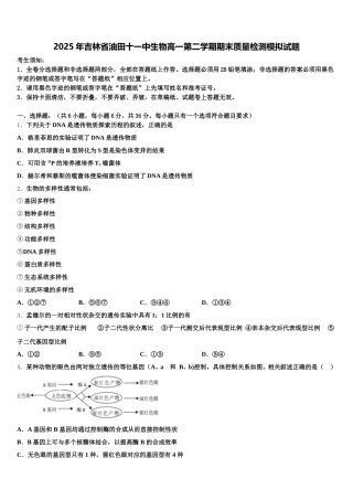 2025年吉林省油田十一中生物高一第二学期期末质量检测模拟试题含解析