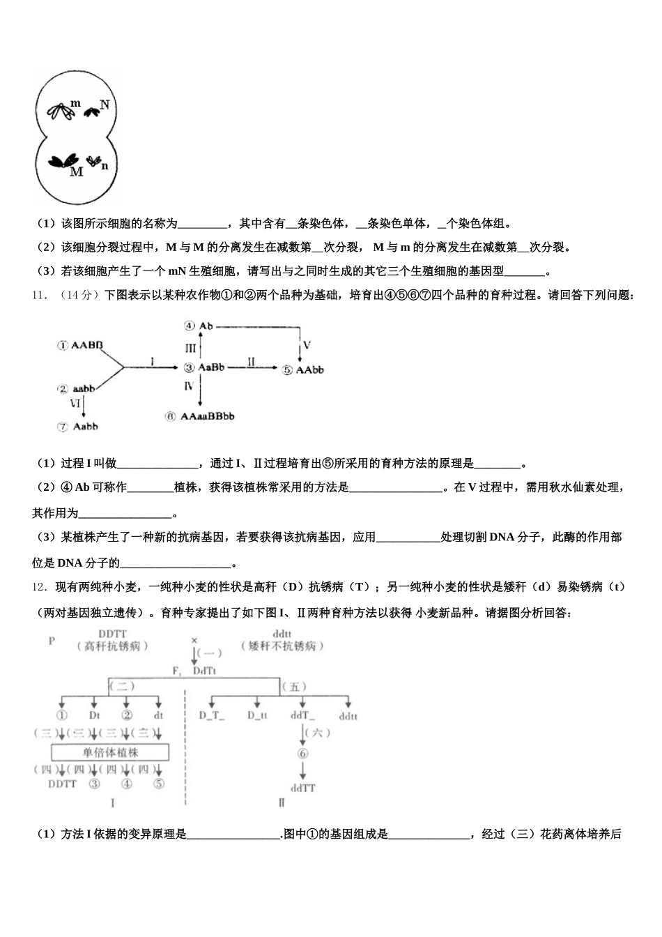 吉林省松原市实验高级中学等三校2025届生物高一第二学期期末达标检测模拟试题含解析_第3页