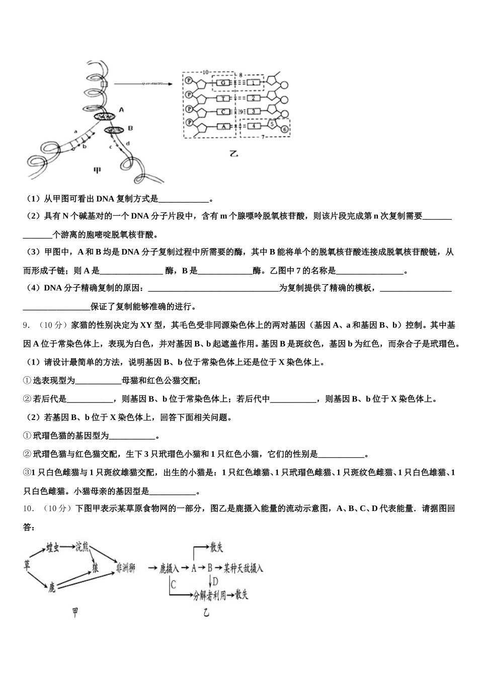 2025年吉林省农安县普通高中高一生物第二学期期末质量检测试题含解析_第3页