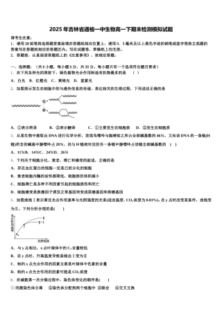 2025年吉林省通榆一中生物高一下期末检测模拟试题含解析