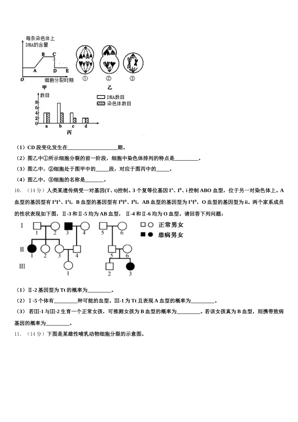 2025届吉林省吉林市第一中学生物高一第二学期期末学业质量监测试题含解析_第3页