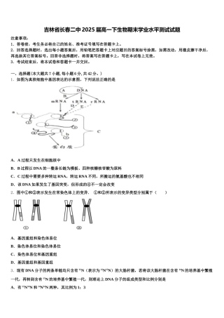 吉林省长春二中2025届高一下生物期末学业水平测试试题含解析