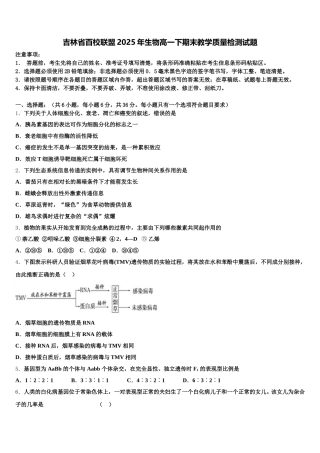 吉林省百校联盟2025年生物高一下期末教学质量检测试题含解析
