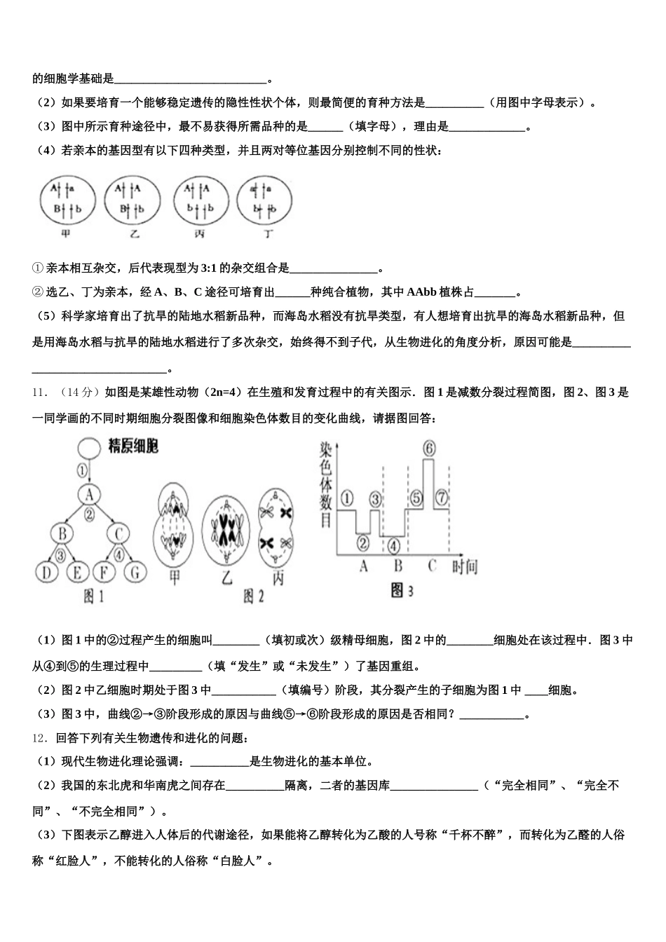 2024-2025学年吉林省梅河口市博文中学高一生物第二学期期末达标检测模拟试题含解析_第3页