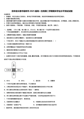 吉林省长春市榆树市2025届高一生物第二学期期末学业水平测试试题含解析