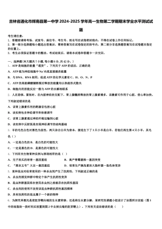 吉林省通化市辉南县第一中学2024-2025学年高一生物第二学期期末学业水平测试试题含解析