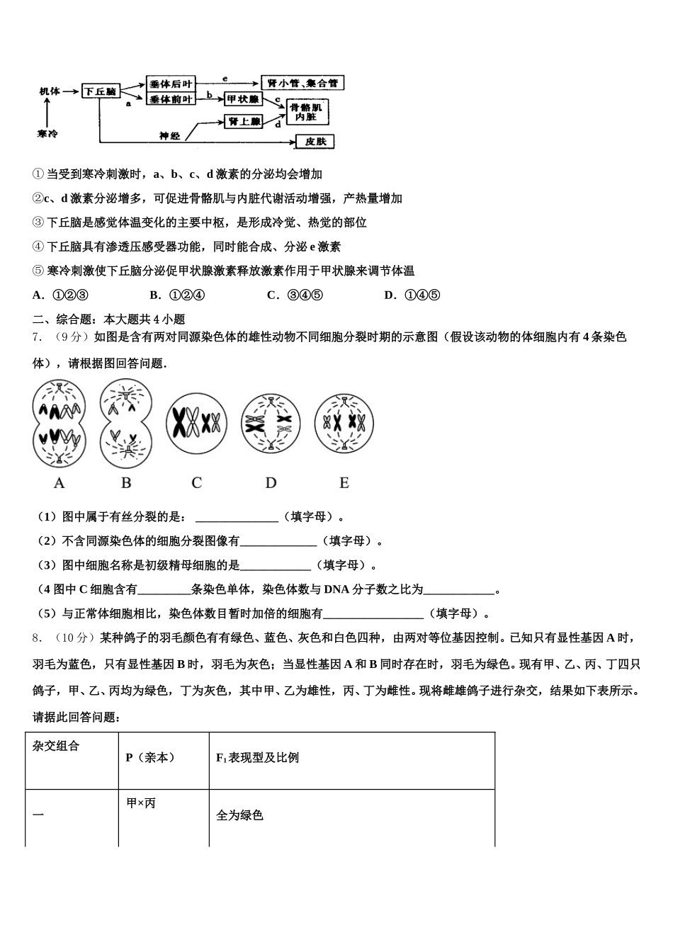 吉林省通化市梅河口第五中学2025年生物高一下期末质量跟踪监视试题含解析_第2页