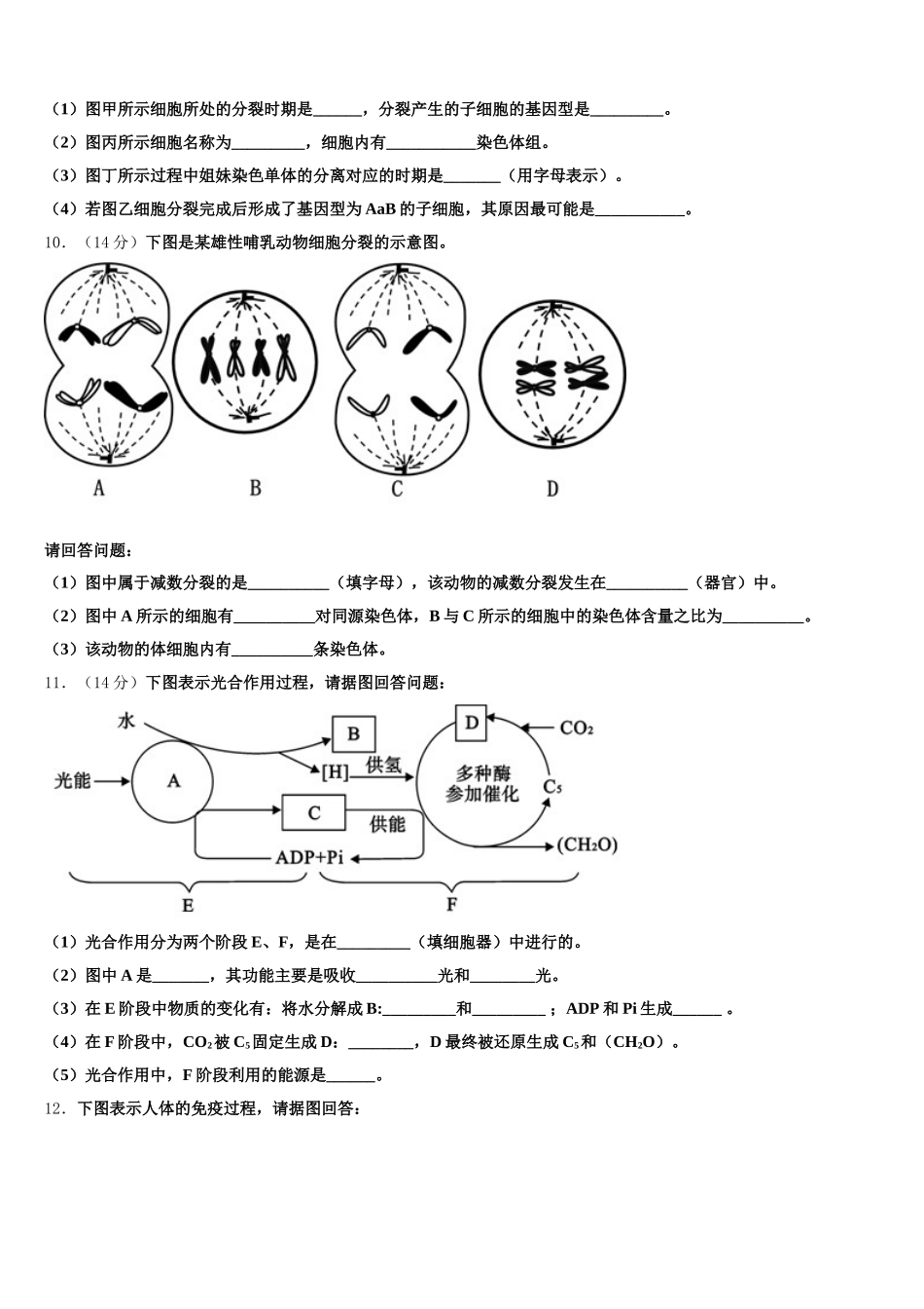 2025届云南省文山州广南二中高一生物第二学期期末检测试题含解析_第3页