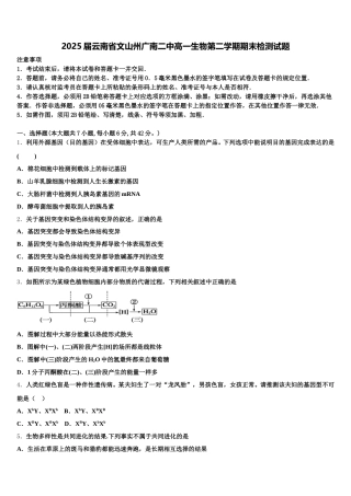 2025届云南省文山州广南二中高一生物第二学期期末检测试题含解析