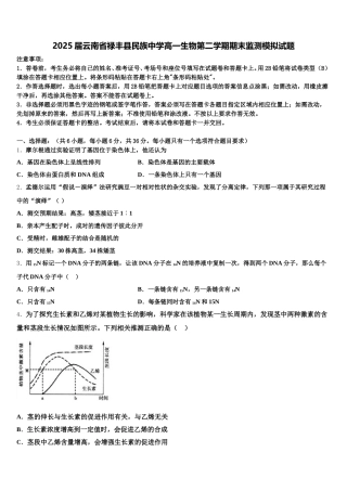 2025届云南省禄丰县民族中学高一生物第二学期期末监测模拟试题含解析
