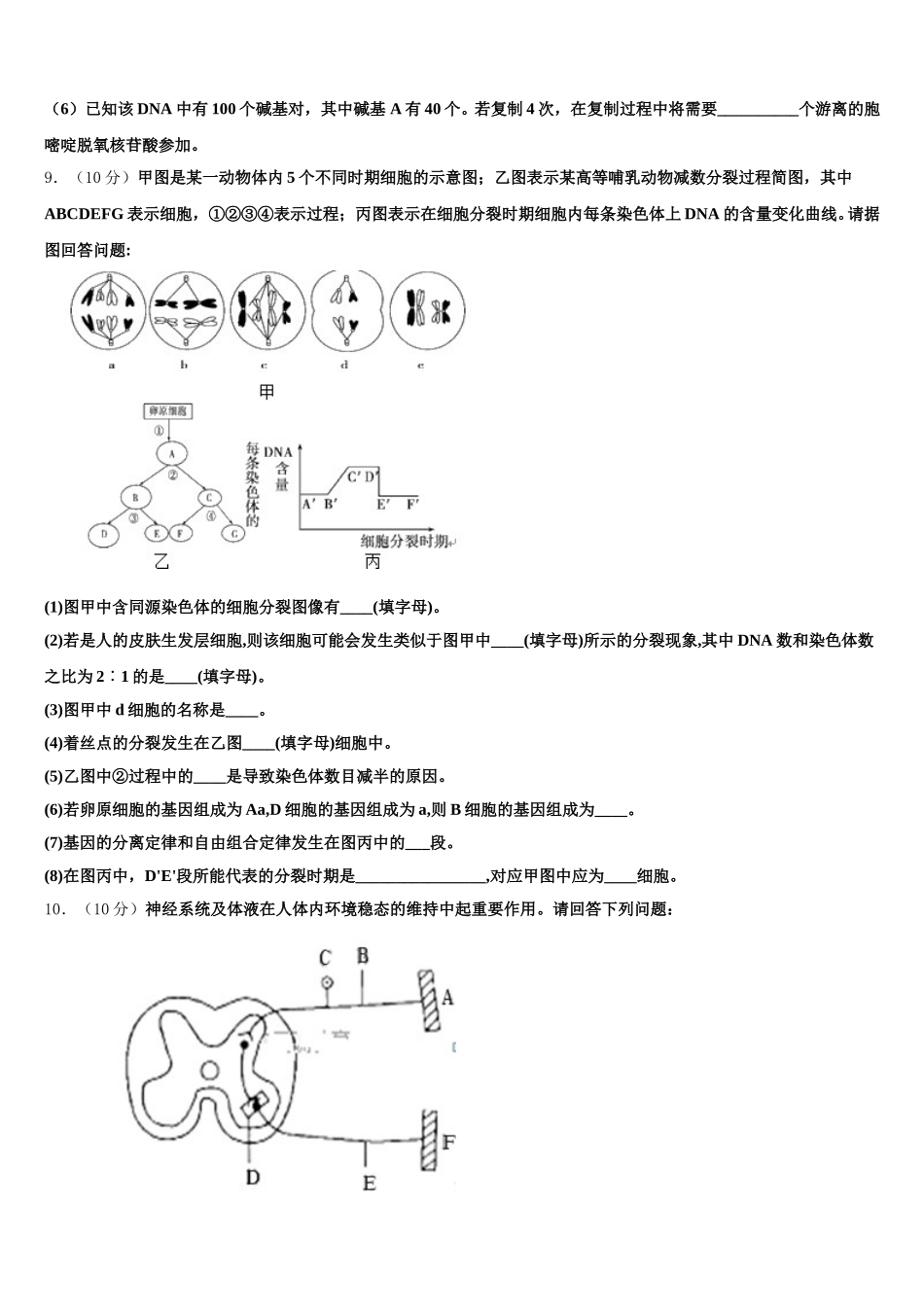 云南省昭通市永善县第一中学2025年高一下生物期末质量跟踪监视模拟试题含解析_第3页