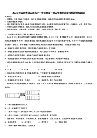 2025年云南省保山市昌宁一中生物高一第二学期期末复习检测模拟试题含解析