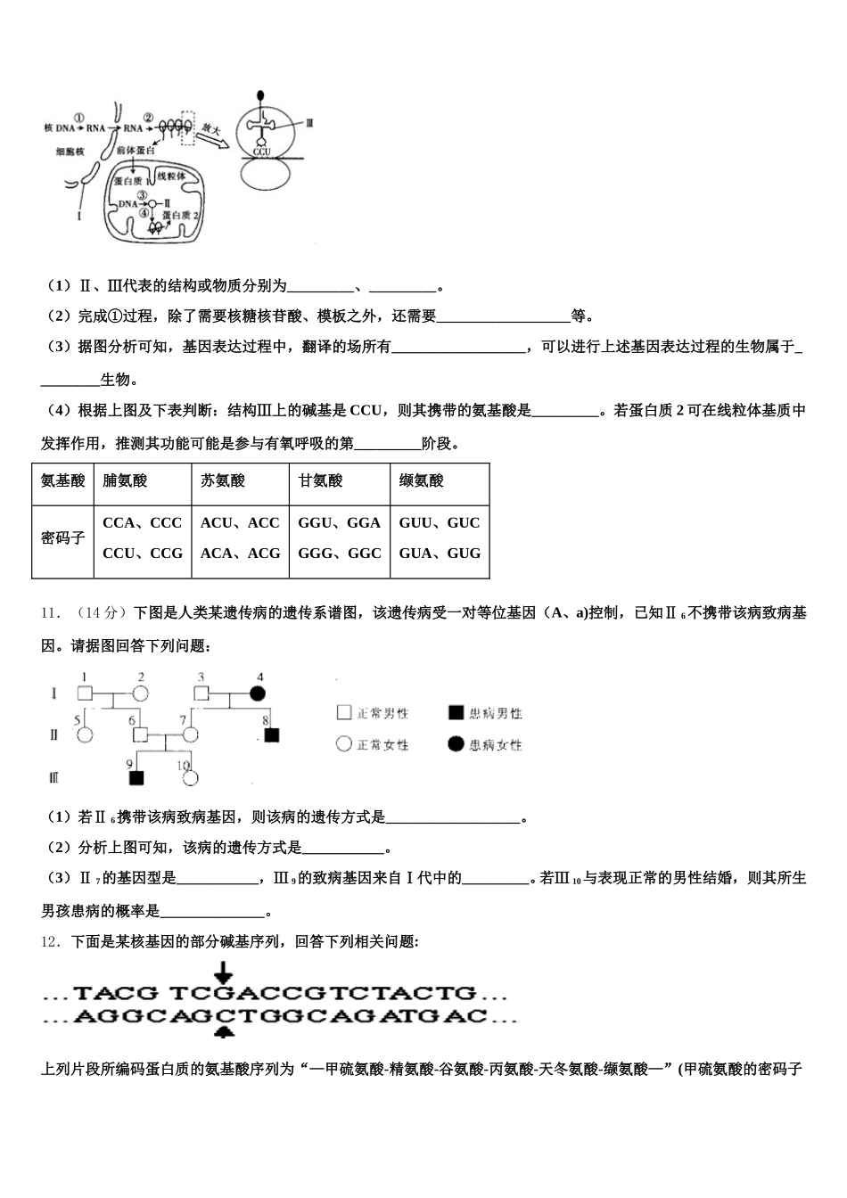 2025年怒江市重点中学生物高一第二学期期末质量跟踪监视模拟试题含解析_第3页