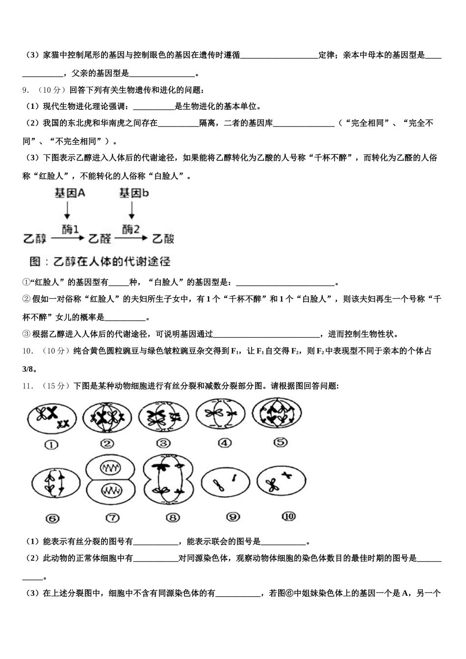 云南省临沧市临翔区元江民族中学2025年高一生物第二学期期末教学质量检测模拟试题含解析_第3页