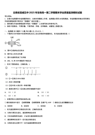 云南省宣威五中2025年生物高一第二学期期末学业质量监测模拟试题含解析