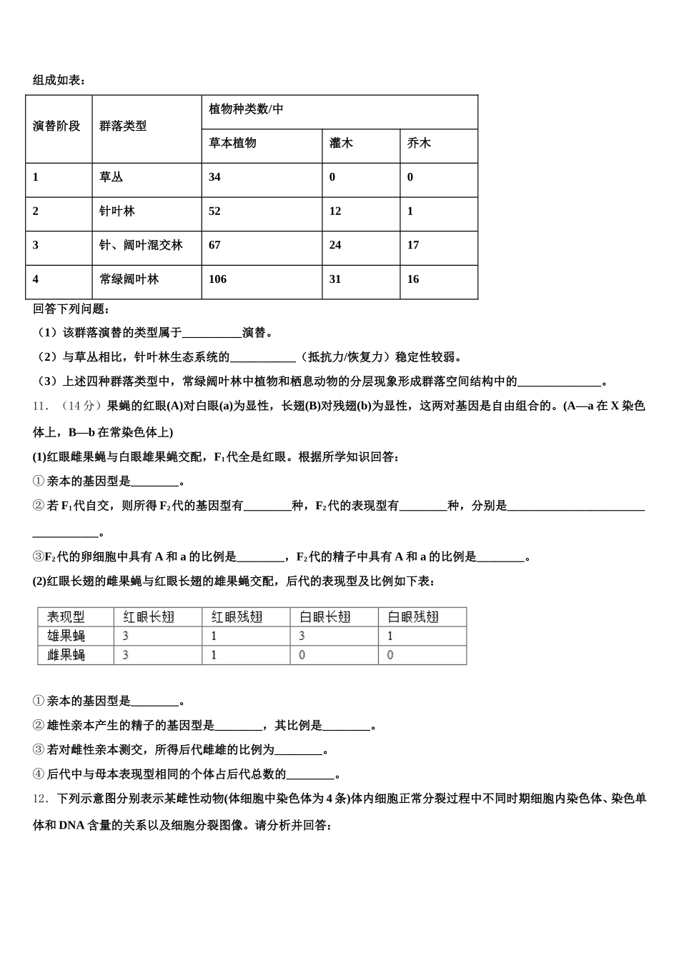 昭通市重点中学2024-2025学年高一生物第二学期期末监测模拟试题含解析_第3页