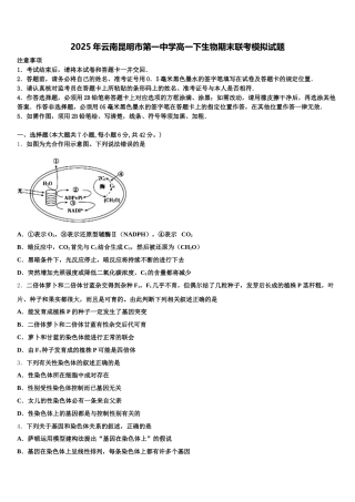 2025年云南昆明市第一中学高一下生物期末联考模拟试题含解析