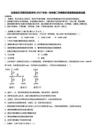 云南省红河黄冈实验学校2025年高一生物第二学期期末质量跟踪监视试题含解析