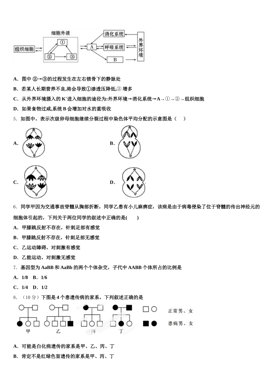 云南省文山州马关县一中2025年高一下生物期末综合测试模拟试题含解析_第2页